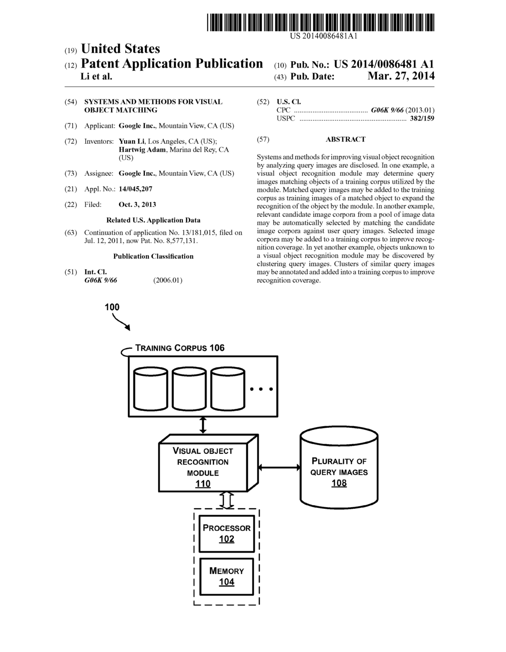 Systems and Methods for Visual Object Matching - diagram, schematic, and image 01