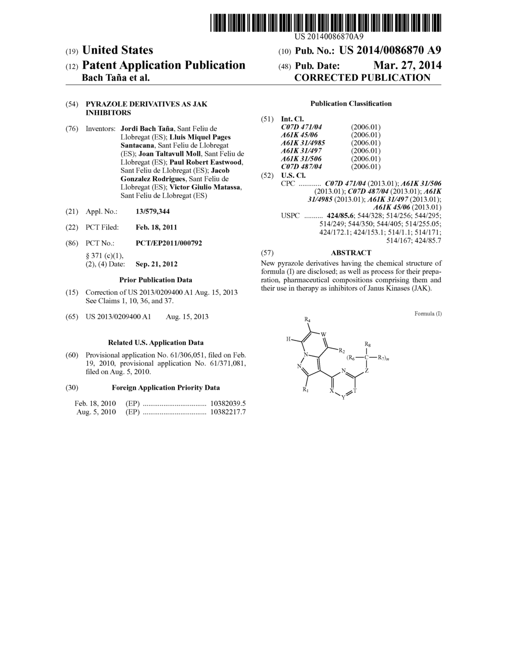 PYRAZOLE DERIVATIVES AS JAK INHIBITORS - diagram, schematic, and image 01