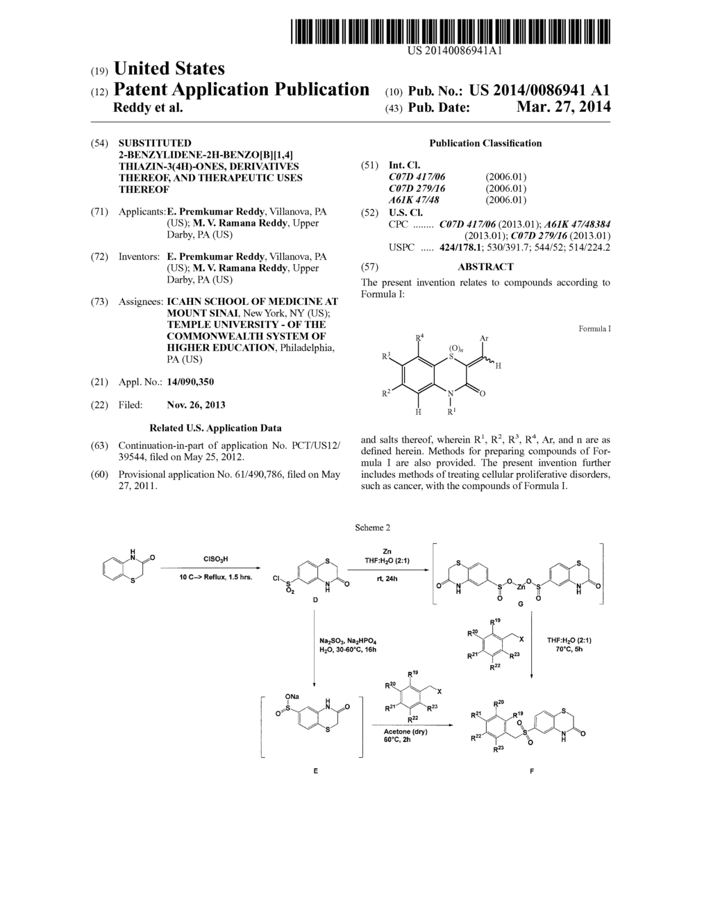 SUBSTITUTED 2-BENZYLIDENE-2H-BENZO[b][1,4]THIAZIN-3(4H)-ONES, DERIVATIVES     THEREOF, AND THERAPEUTIC USES THEREOF - diagram, schematic, and image 01