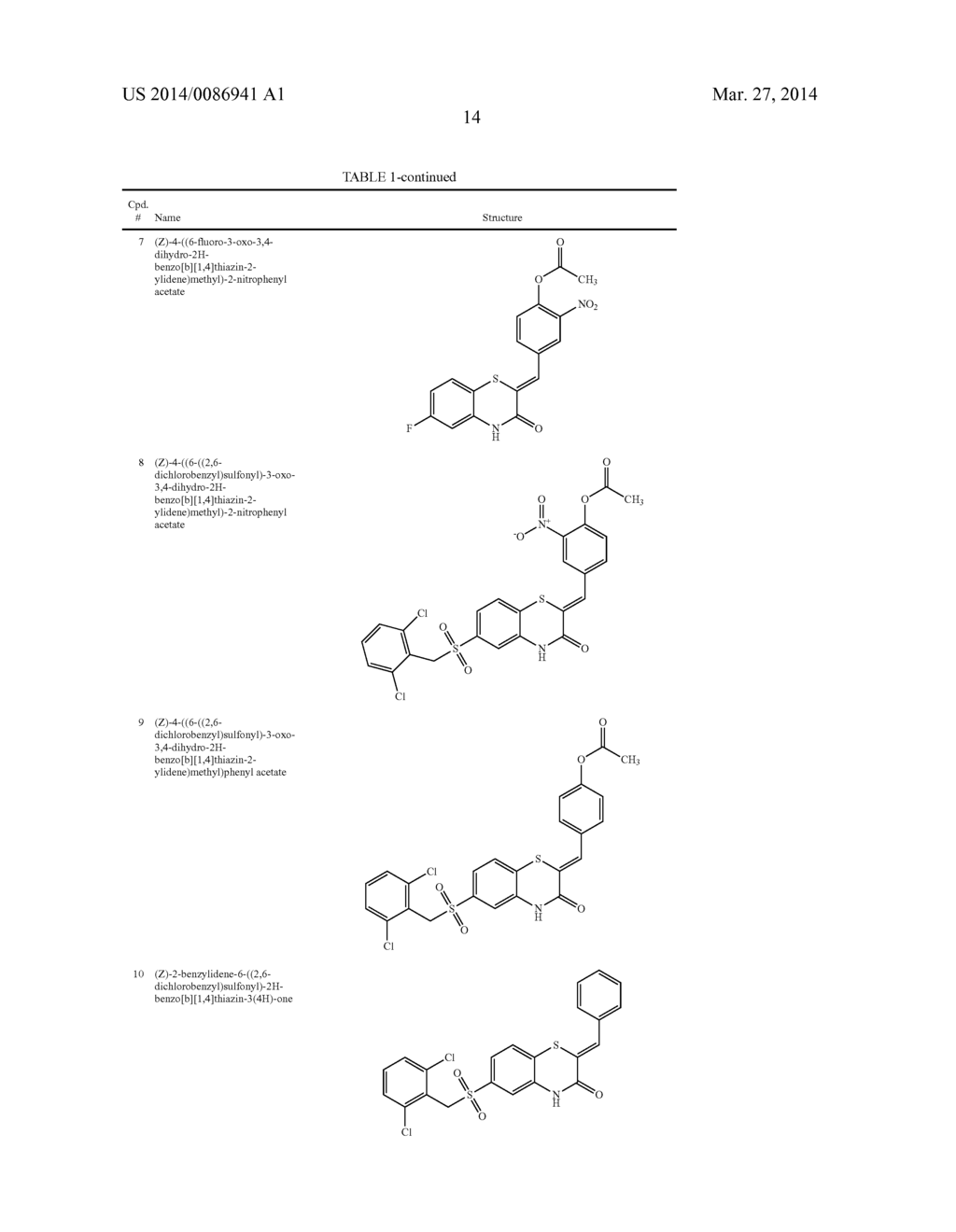 SUBSTITUTED 2-BENZYLIDENE-2H-BENZO[b][1,4]THIAZIN-3(4H)-ONES, DERIVATIVES     THEREOF, AND THERAPEUTIC USES THEREOF - diagram, schematic, and image 16