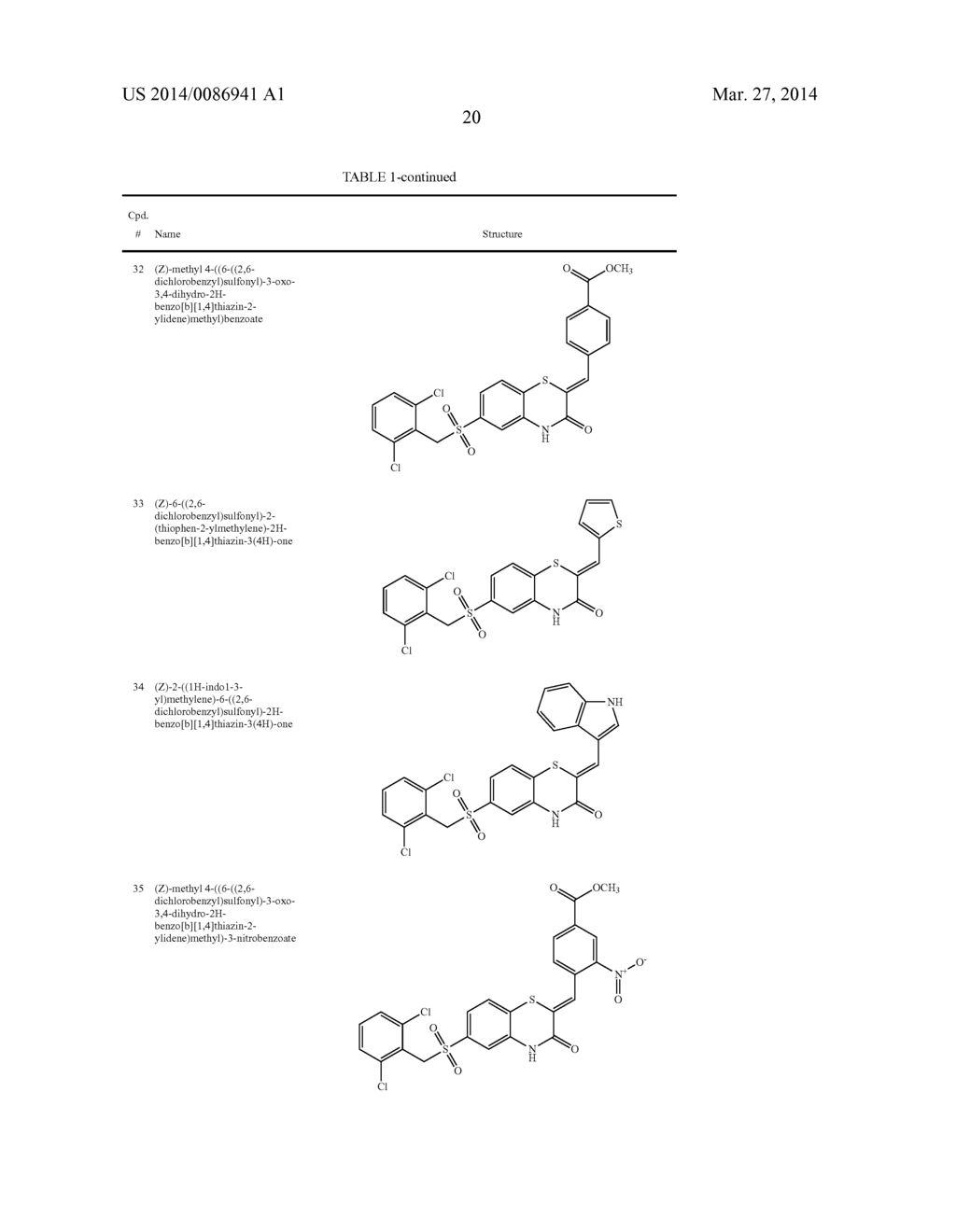 SUBSTITUTED 2-BENZYLIDENE-2H-BENZO[b][1,4]THIAZIN-3(4H)-ONES, DERIVATIVES     THEREOF, AND THERAPEUTIC USES THEREOF - diagram, schematic, and image 22