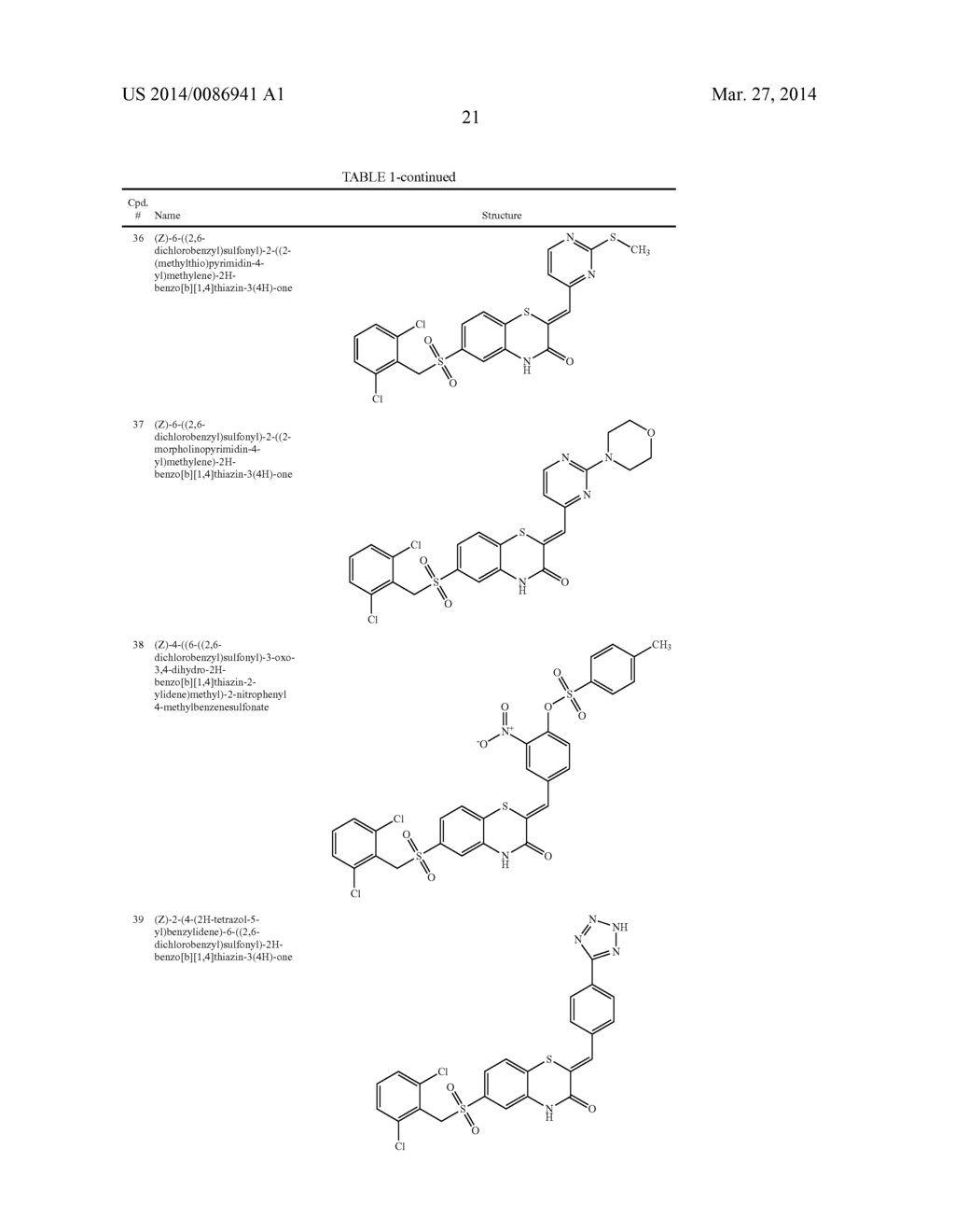 SUBSTITUTED 2-BENZYLIDENE-2H-BENZO[b][1,4]THIAZIN-3(4H)-ONES, DERIVATIVES     THEREOF, AND THERAPEUTIC USES THEREOF - diagram, schematic, and image 23