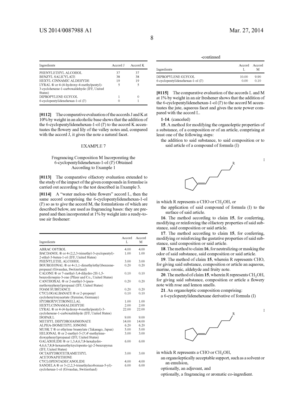 SENSORY USE OF 6-CYCLOPENTYLIDENEHEXANE DERIVATIVES - diagram, schematic, and image 10