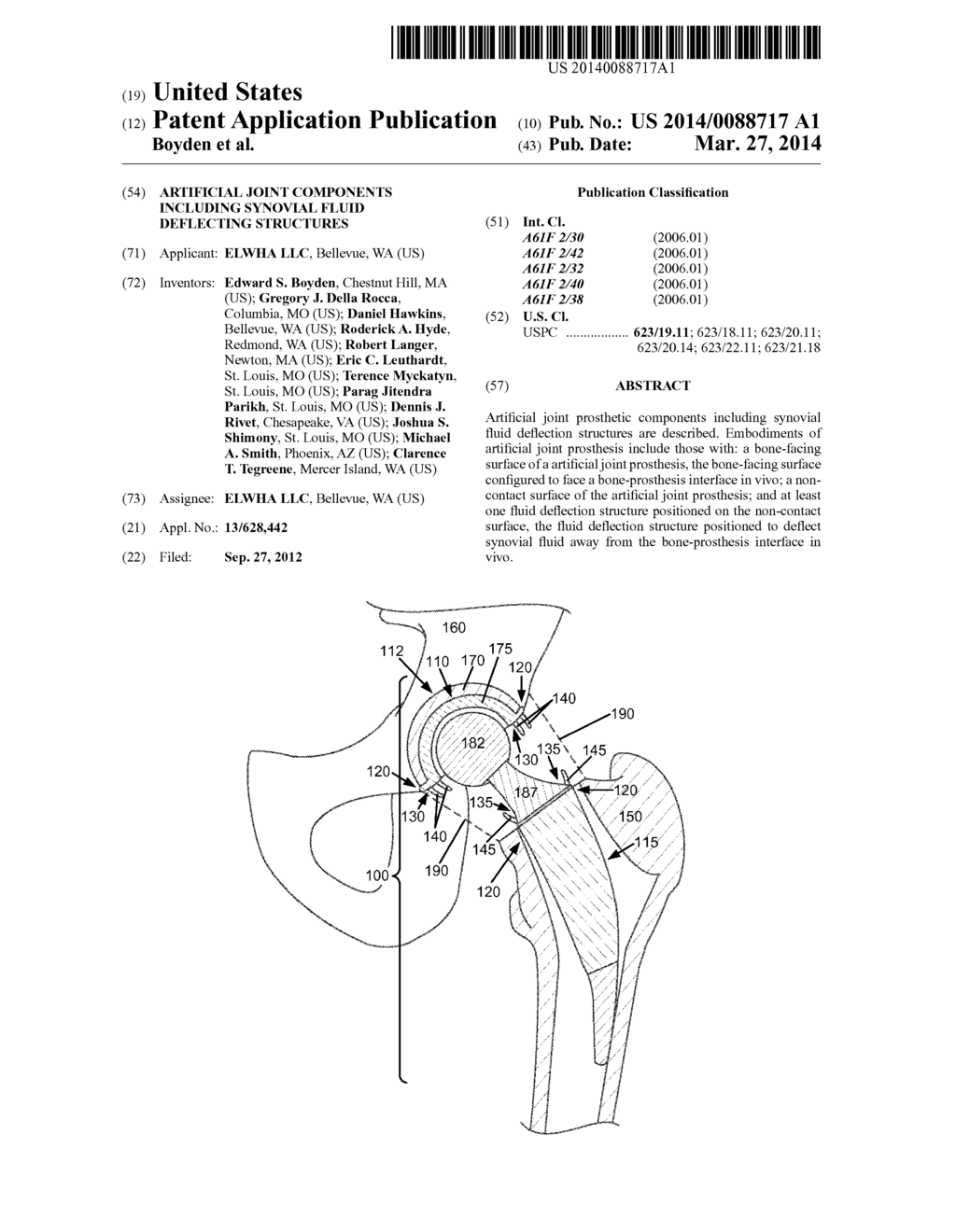 ARTIFICIAL JOINT COMPONENTS INCLUDING SYNOVIAL FLUID DEFLECTING STRUCTURES - diagram, schematic, and image 01