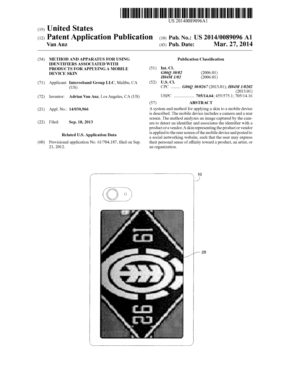 METHOD AND APPARATUS FOR USING IDENTIFIERS ASSOCIATED WITH PRODUCTS FOR     APPLYING A MOBILE DEVICE SKIN - diagram, schematic, and image 01