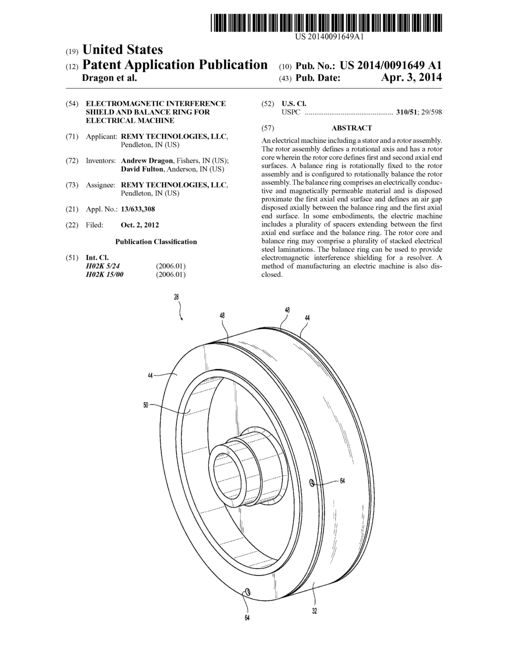 ELECTROMAGNETIC INTERFERENCE SHIELD AND BALANCE RING FOR ELECTRICAL     MACHINE - diagram, schematic, and image 01