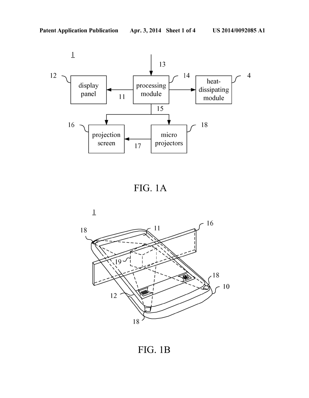 Electronic Device Having 3-D Image Projection Mechanism and 3-D Image     Projection Method of the Same - diagram, schematic, and image 02