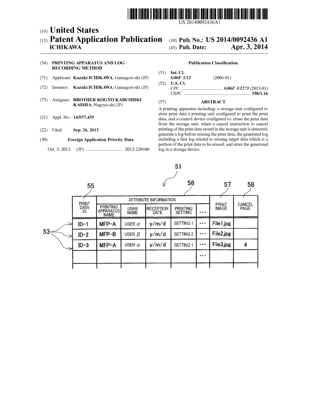 PRINTING APPARATUS AND LOG RECORDING METHOD - diagram, schematic, and image 01