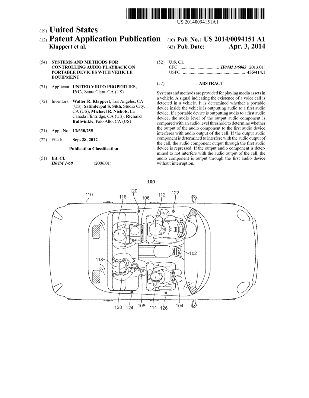 SYSTEMS AND METHODS FOR CONTROLLING AUDIO PLAYBACK ON PORTABLE DEVICES     WITH VEHICLE EQUIPMENT - diagram, schematic, and image 01