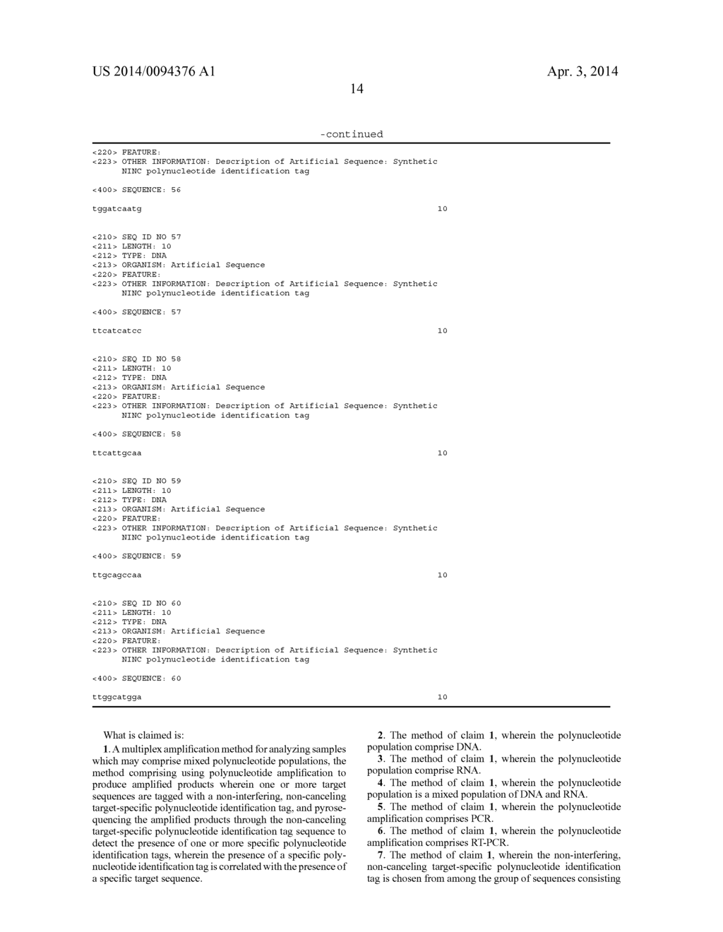 MULTIPLEX PYROSEQUENCING USING NON-INTERFERING NOISE CANCELLING     POLYNUCLEOTIDE IDENTIFICATION TAGS - diagram, schematic, and image 16