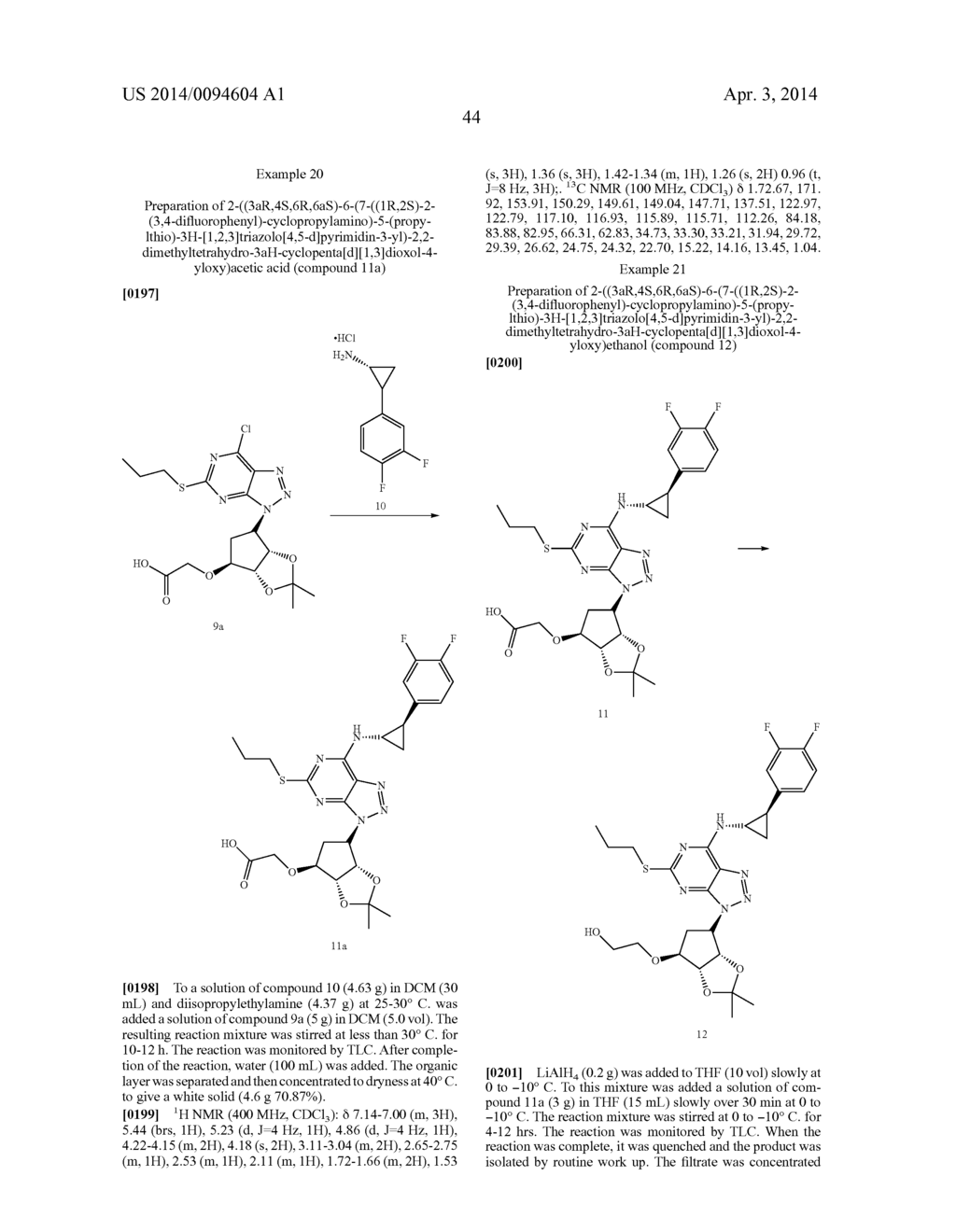 NEW INTERMEDIATES AND PROCESSES FOR PREPARING TICAGRELOR - diagram, schematic, and image 45