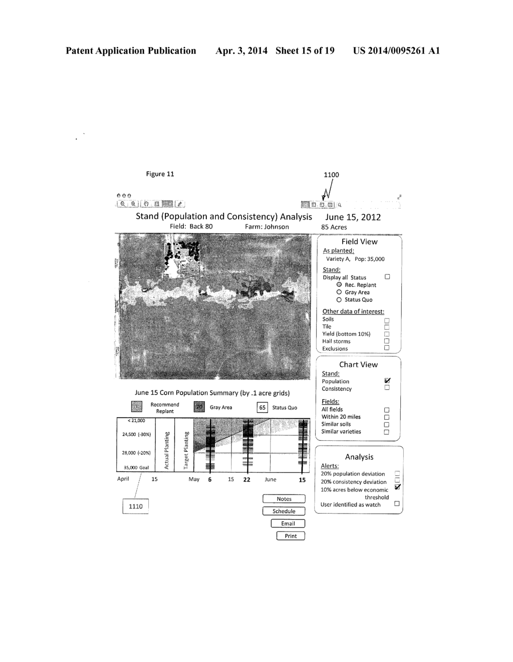 METHODS, APPARATUS AND SYSTEMS FOR DETERMINING STAND POPULATION, STAND     CONSISTENCY AND STAND QUALITY IN AN AGRICULTURAL CROP AND ALERTING USERS - diagram, schematic, and image 16