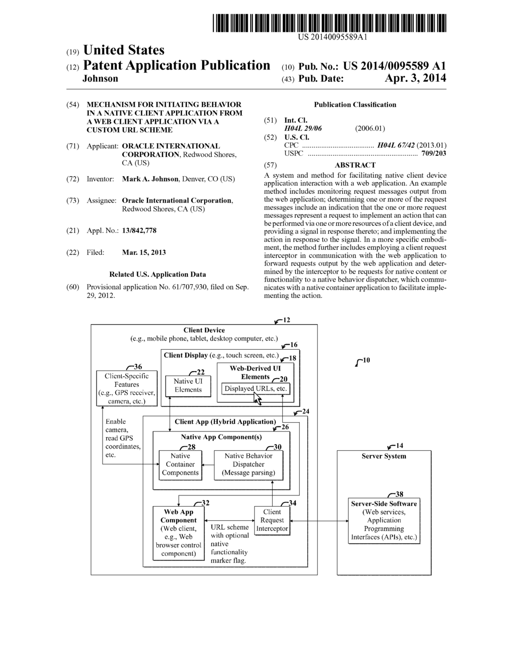 MECHANISM FOR INITIATING BEHAVIOR IN A NATIVE CLIENT APPLICATION FROM A     WEB CLIENT APPLICATION VIA A CUSTOM URL SCHEME - diagram, schematic, and image 01