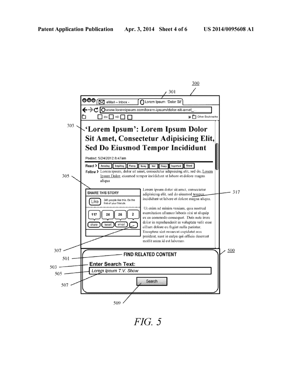 SYSTEM AND METHOD FOR ASSOCIATING ONLINE CONTENT TO A SECOND INDEXED     CONTENT - diagram, schematic, and image 05