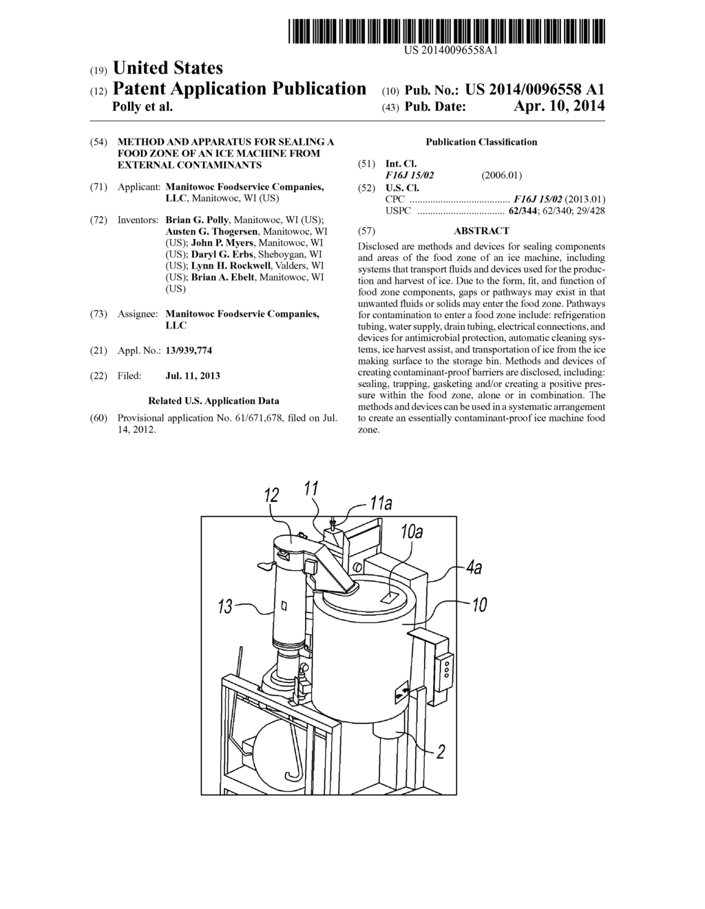 METHOD AND APPARATUS FOR SEALING A FOOD ZONE OF AN ICE MACHINE FROM     EXTERNAL CONTAMINANTS - diagram, schematic, and image 01