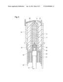 CYLINDER-PISTON UNIT SUITABLE FOR STORING INJECTION SOLUTIONS FOR A     NEEDLE-FREE INJECTOR AND METHOD FOR THE BUBBLE-FREE AUTOMATIC OR MANUAL     FILLING OF THE CYLINDER-PISTON UNIT, ALSO UNDER ATMOSPHERIC PRESSURE diagram and image