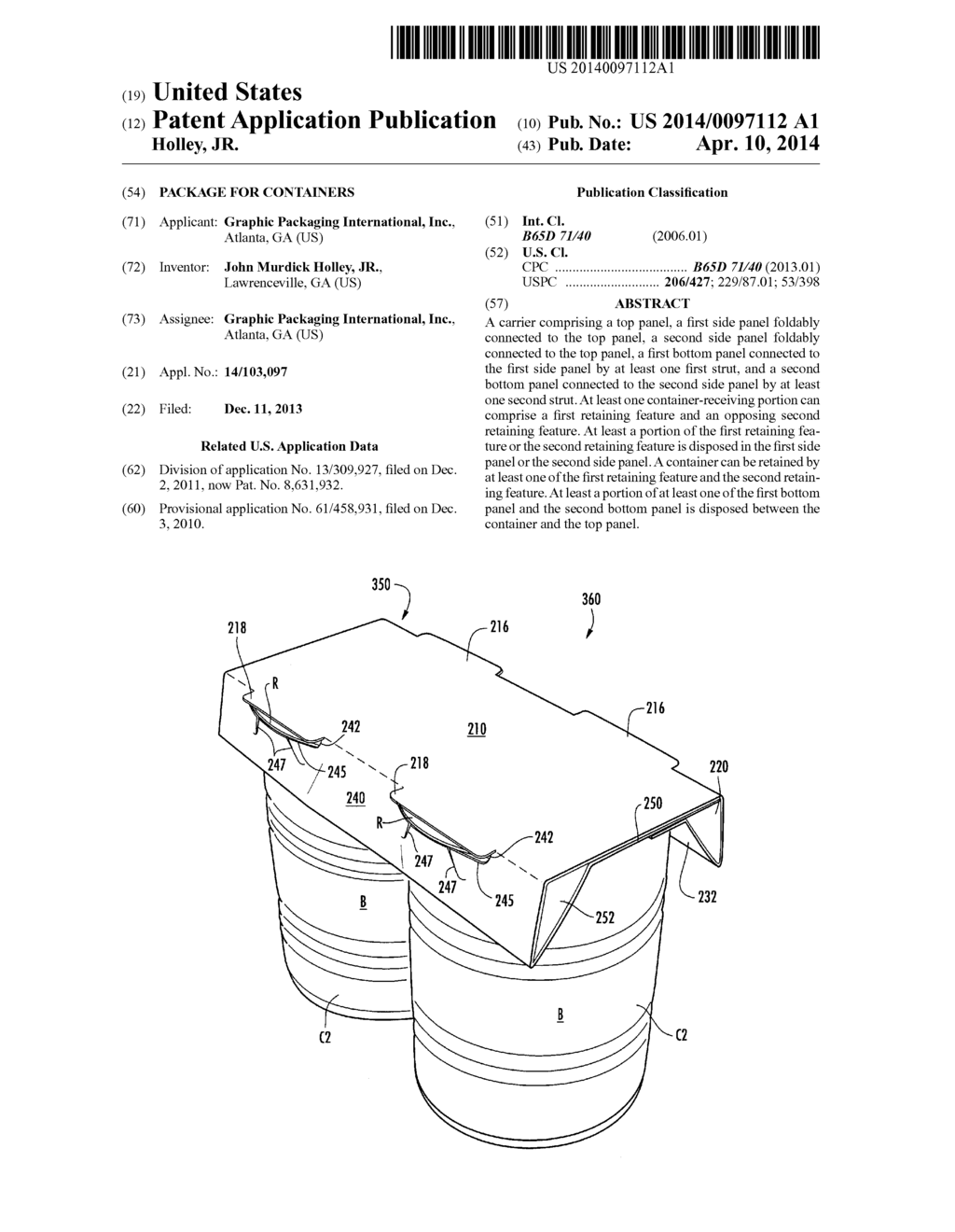 PACKAGE FOR CONTAINERS - diagram, schematic, and image 01