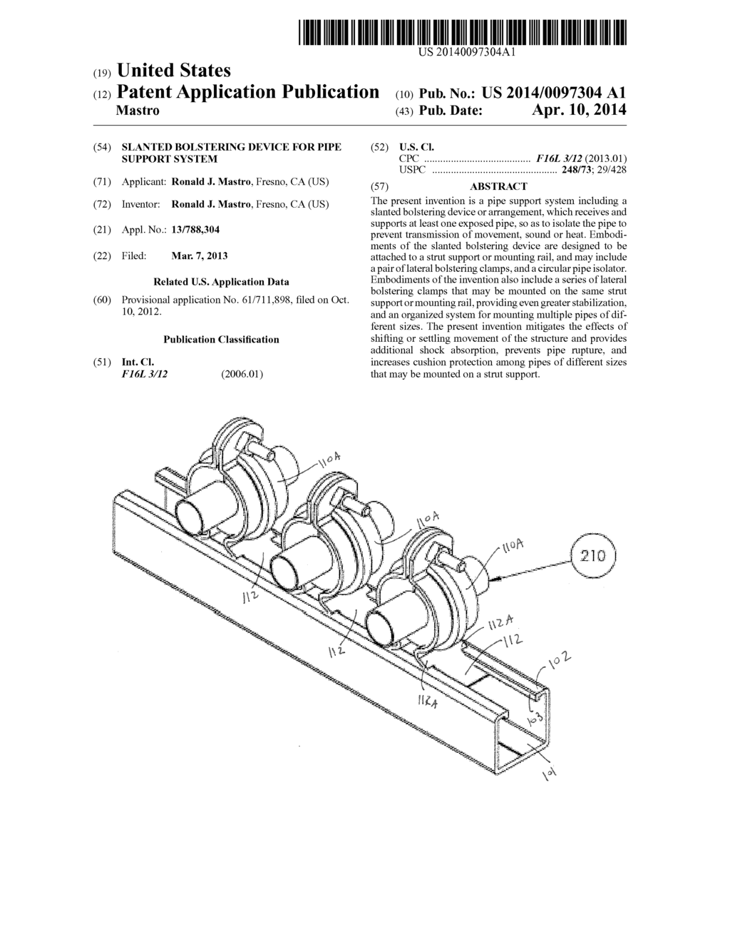 SLANTED BOLSTERING DEVICE FOR PIPE SUPPORT SYSTEM - diagram, schematic, and image 01