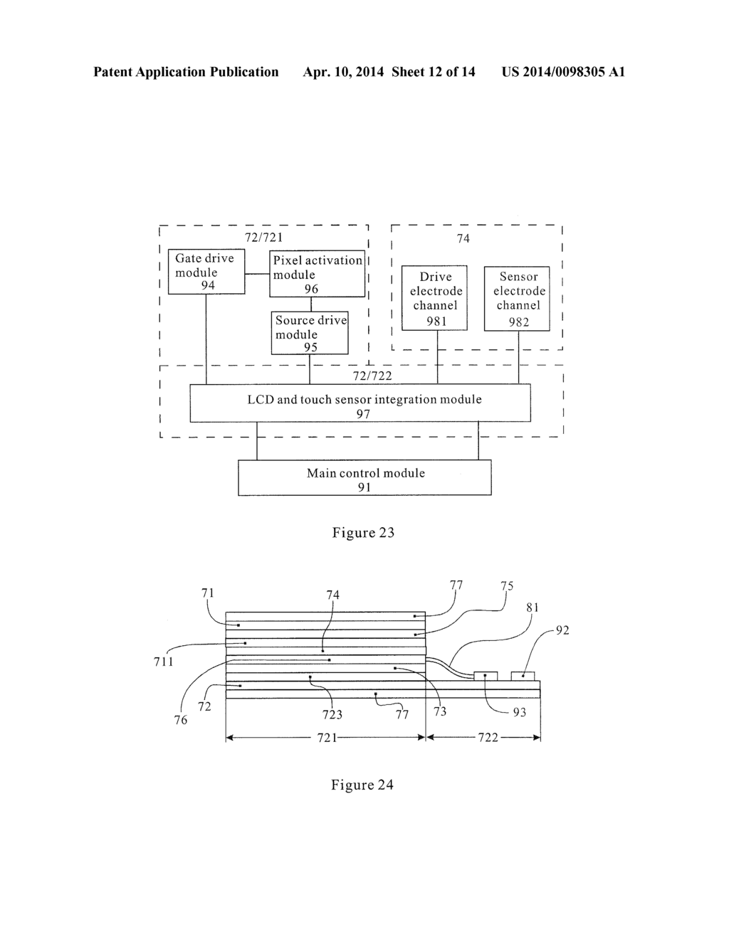 LCD TOUCH SCREEN AND APPLICATIONS INTEGRATING SINGLE LAYER CAPACITIVE     SENSOR - diagram, schematic, and image 13