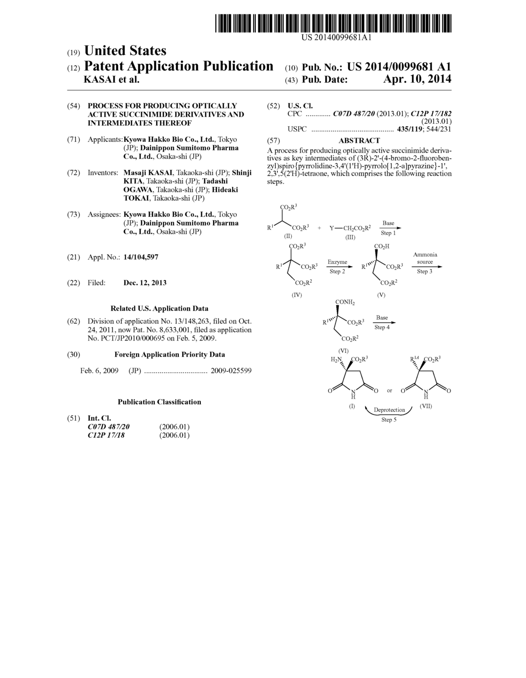 PROCESS FOR PRODUCING OPTICALLY ACTIVE SUCCINIMIDE DERIVATIVES AND     INTERMEDIATES THEREOF - diagram, schematic, and image 01