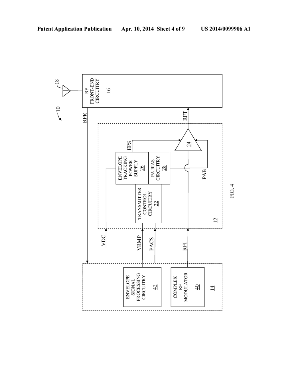 REDUCING EFFECTS OF RF MIXER-BASED ARTIFACT USING PRE-DISTORTION OF AN     ENVELOPE POWER SUPPLY SIGNAL - diagram, schematic, and image 05