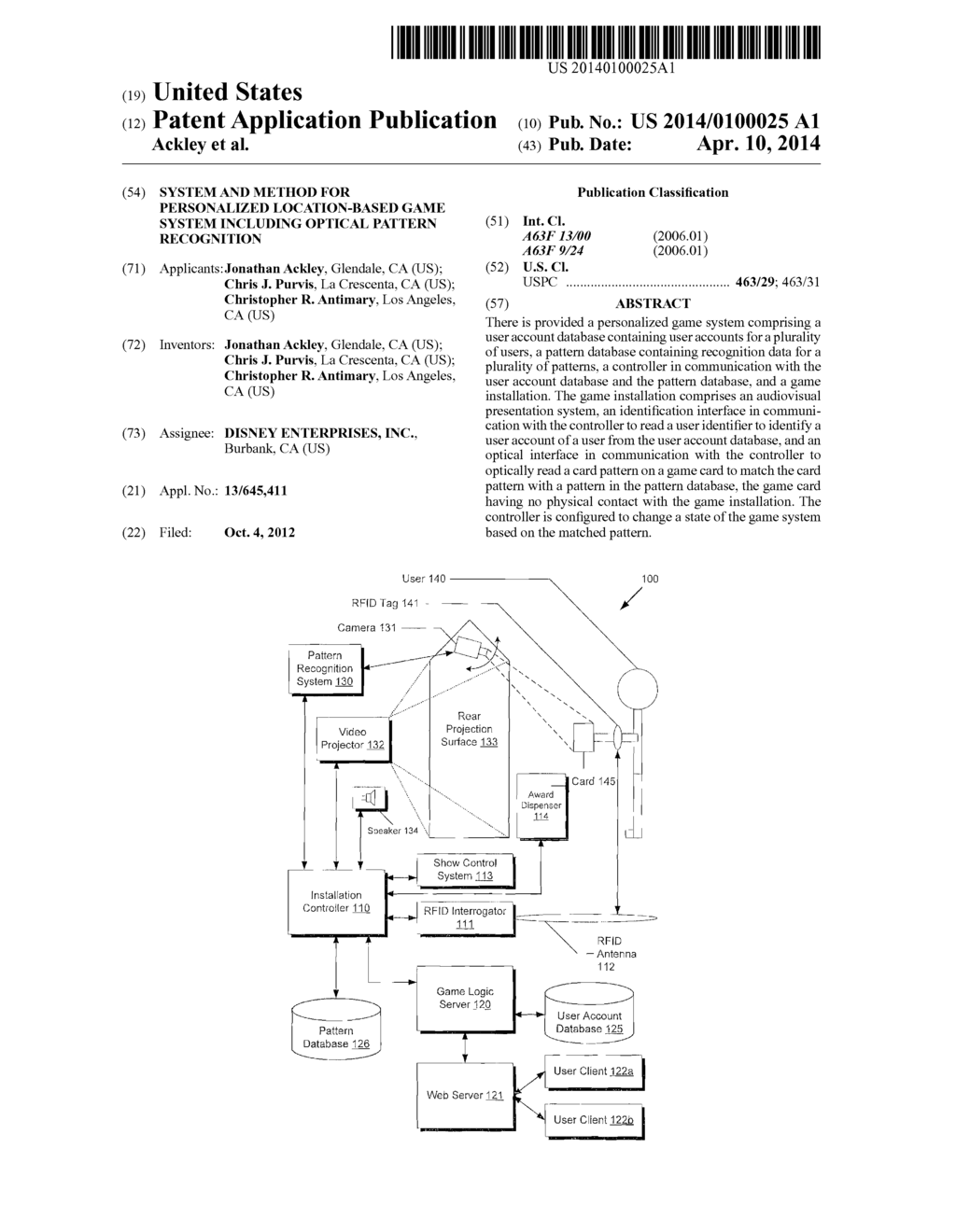 System and Method for Personalized Location-Based Game System Including     Optical Pattern Recognition - diagram, schematic, and image 01