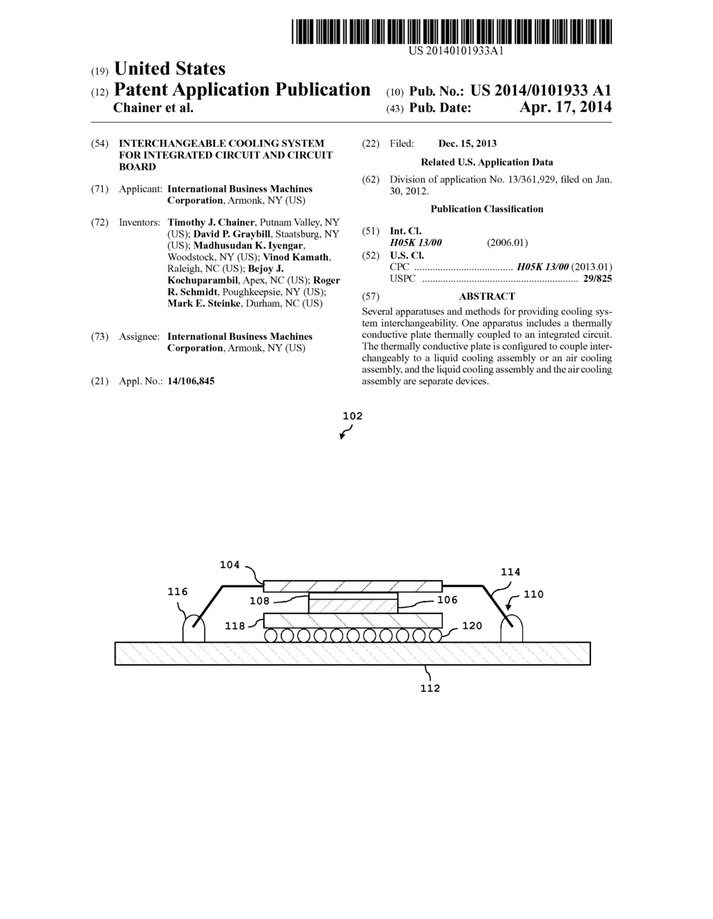 INTERCHANGEABLE COOLING SYSTEM FOR INTEGRATED CIRCUIT AND CIRCUIT BOARD - diagram, schematic, and image 01