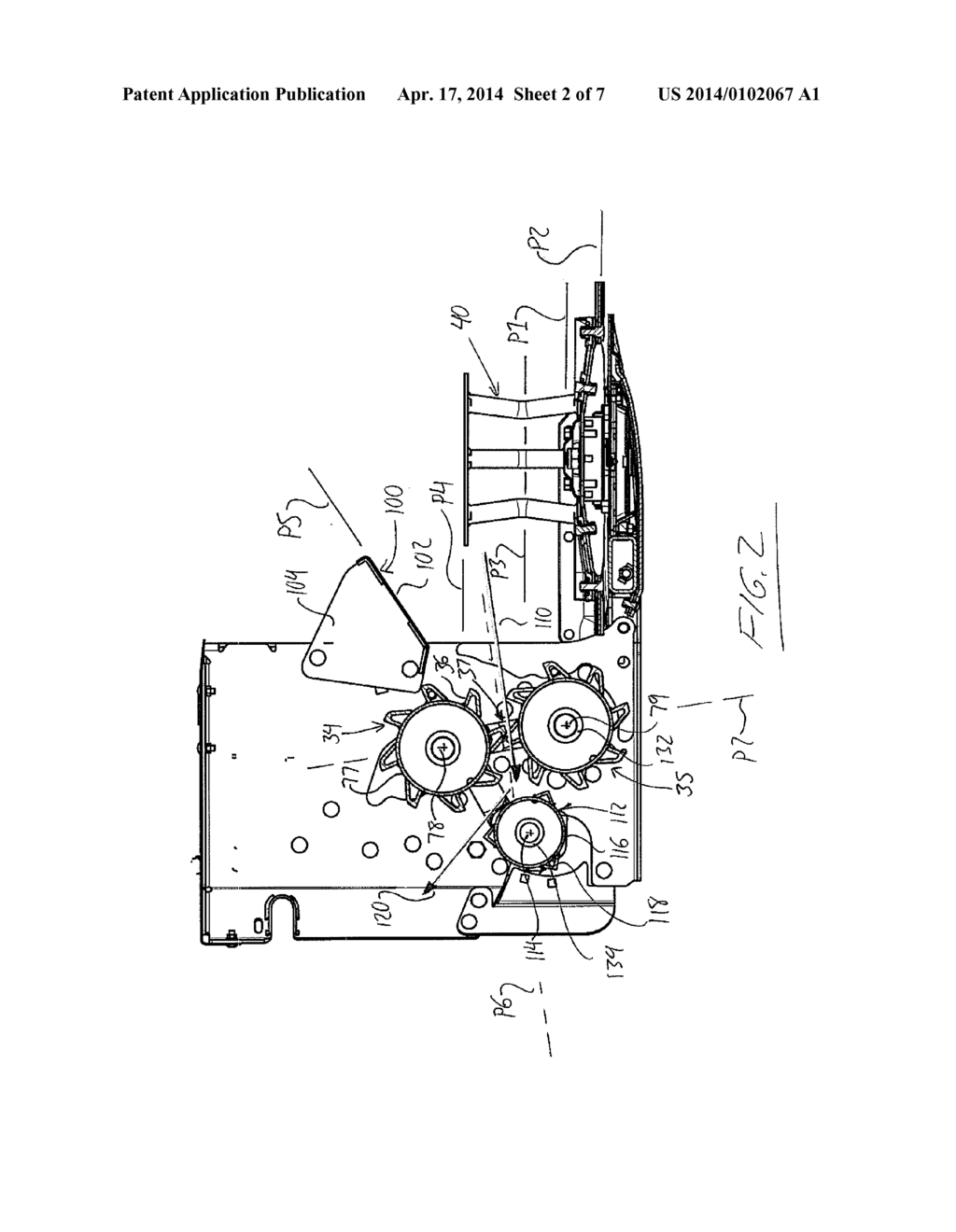 Rotary Disk Crop Harvesting Header with Rearwardly Shifted Top     Conditioning Roll and Lower Rear Deflector - diagram, schematic, and image 03