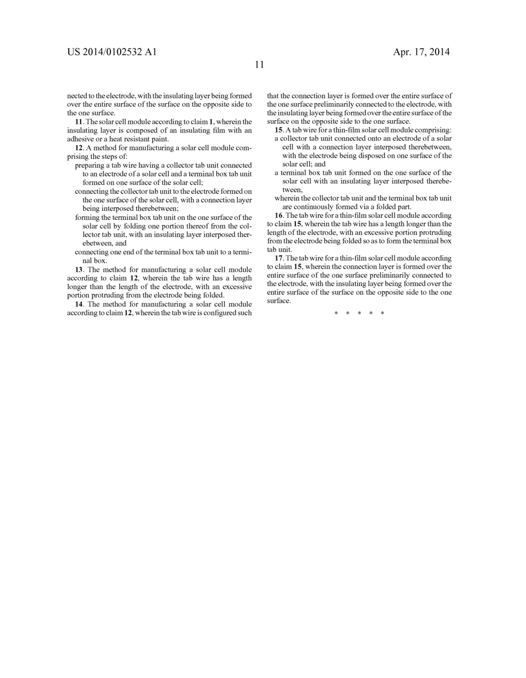 SOLAR CELL MODULE, METHOD FOR MANUFACTURING SOLAR CELL MODULE, AND TAB     WIRE FOR THIN FILM SOLAR CELLS - diagram, schematic, and image 19