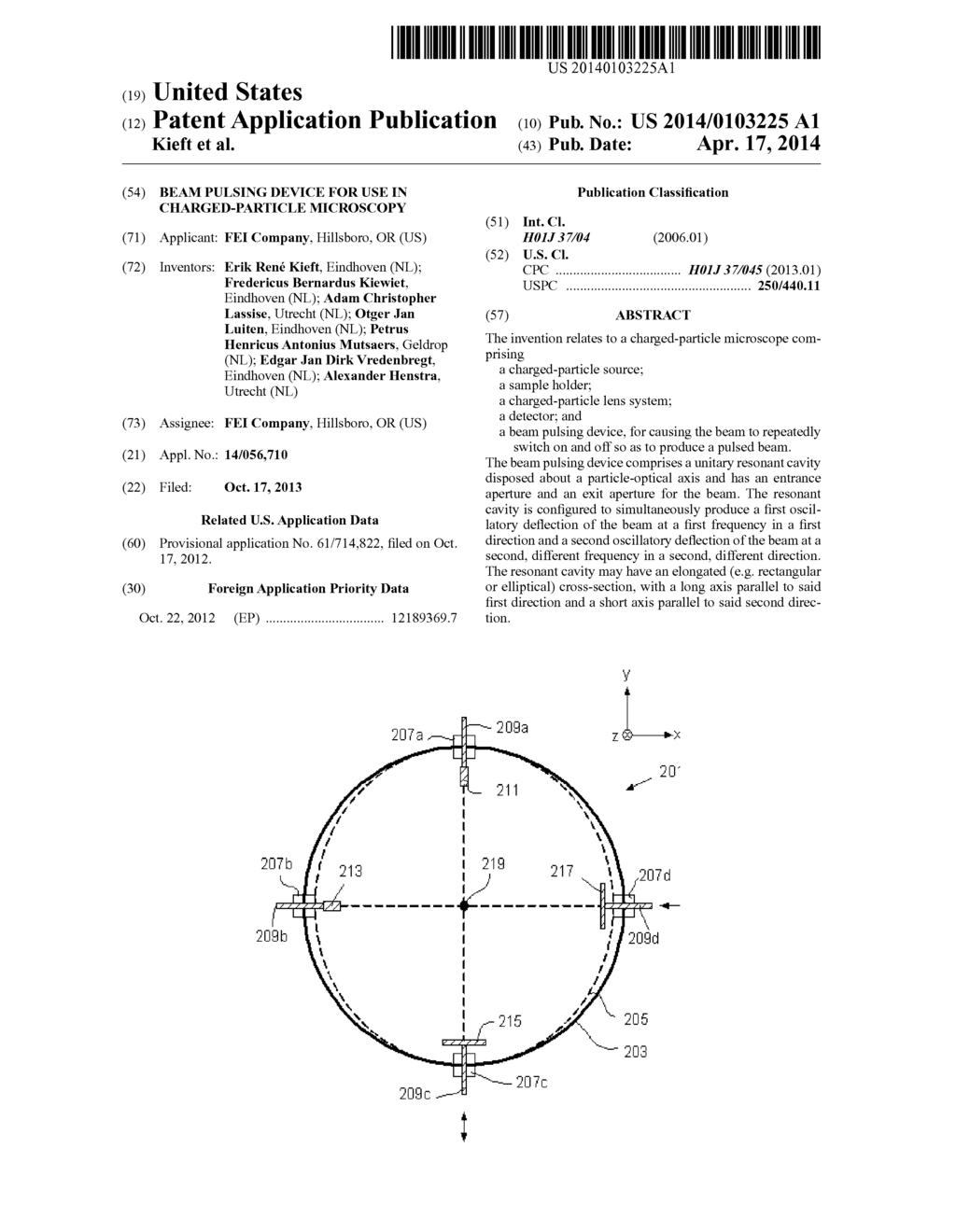 BEAM PULSING DEVICE FOR USE IN CHARGED-PARTICLE MICROSCOPY - diagram, schematic, and image 01