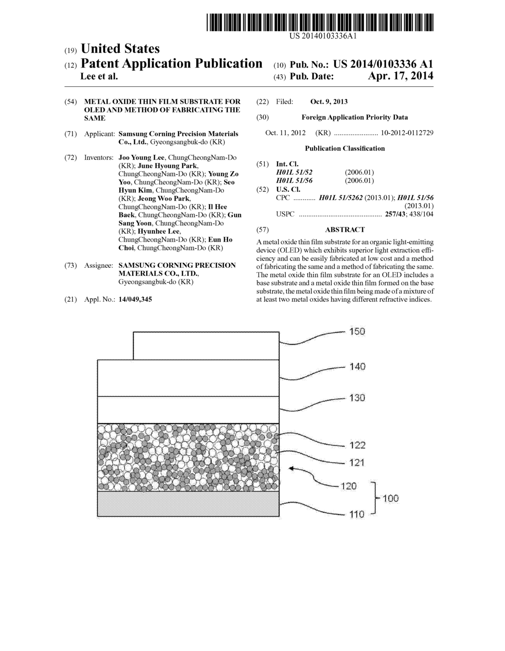 METAL OXIDE THIN FILM SUBSTRATE FOR OLED AND METHOD OF FABRICATING THE     SAME - diagram, schematic, and image 01