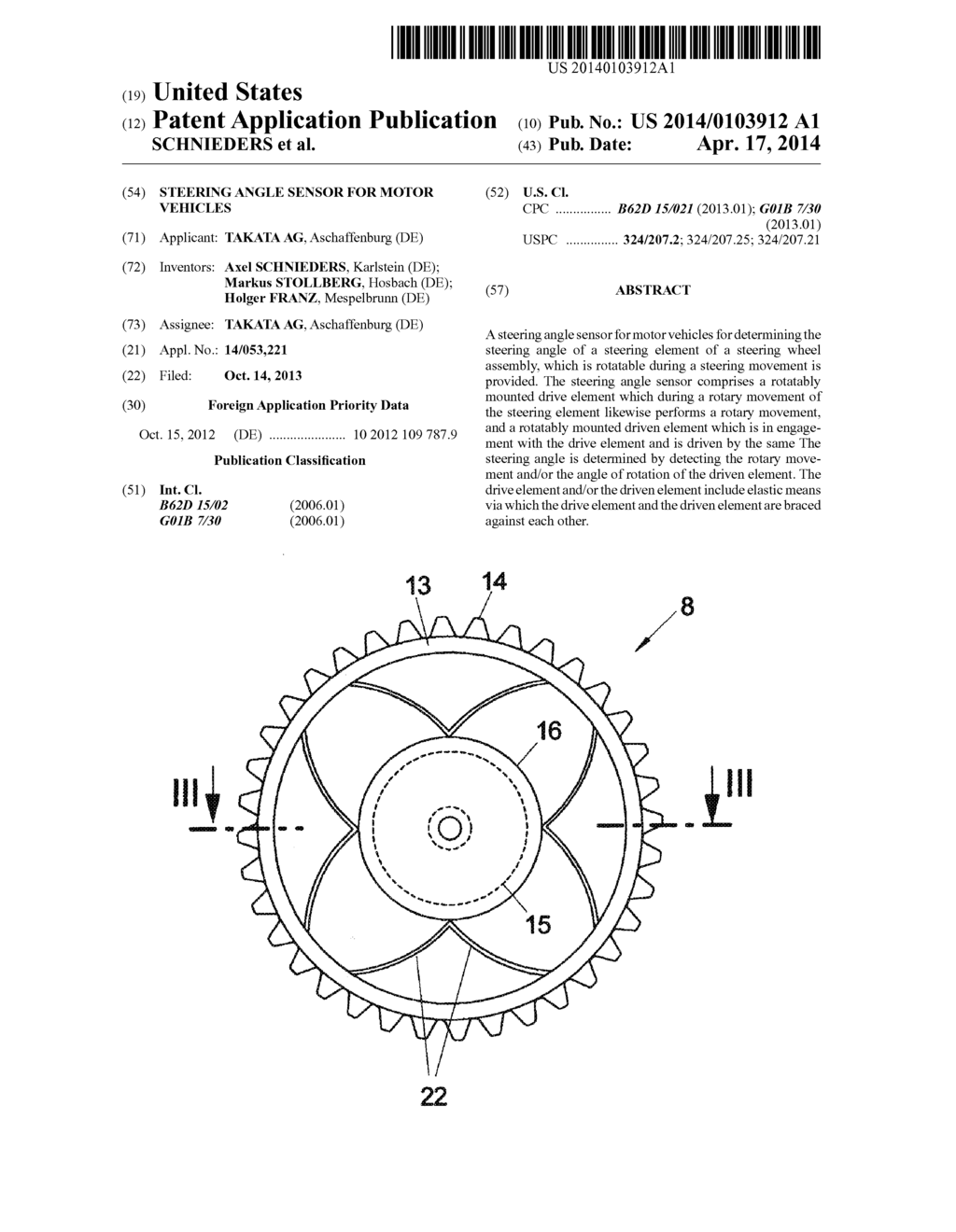 STEERING ANGLE SENSOR FOR MOTOR VEHICLES - diagram, schematic, and image 01