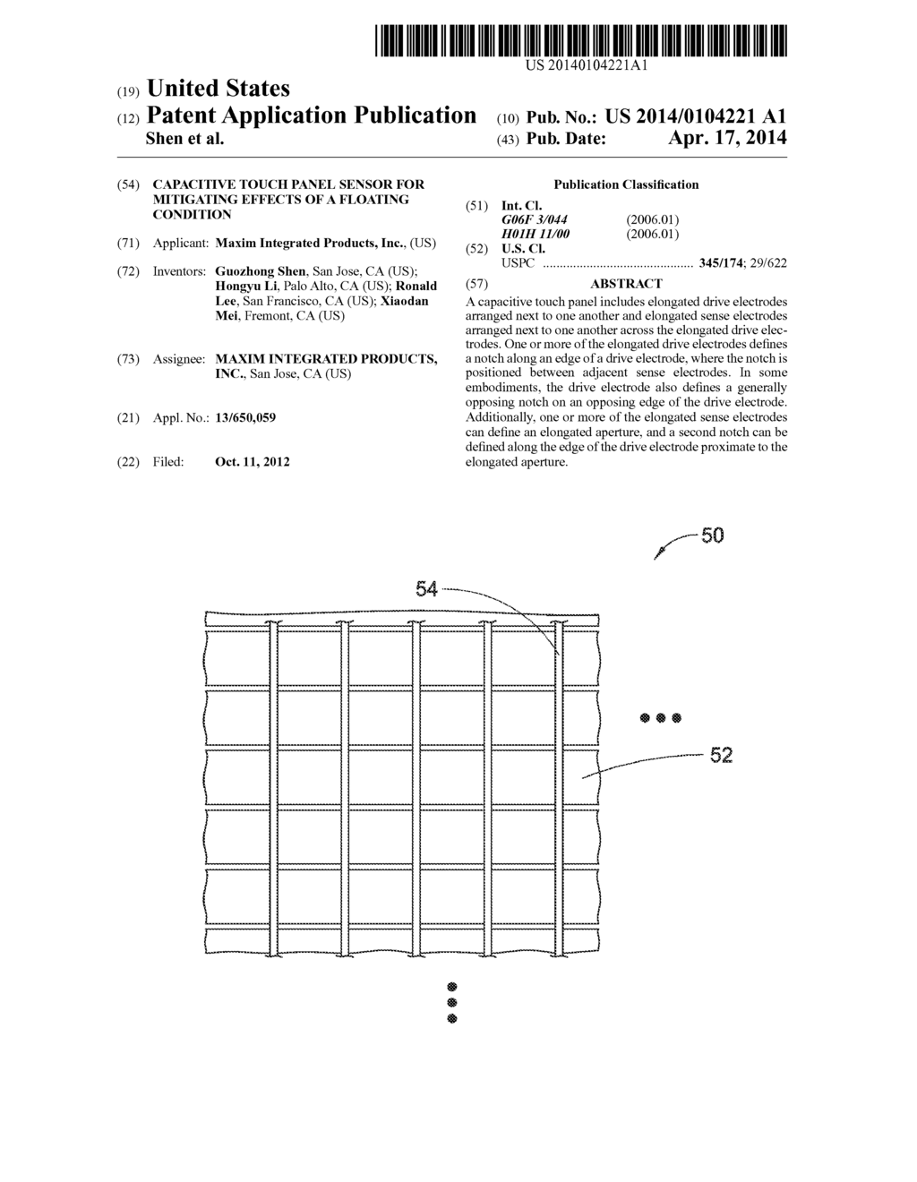 CAPACITIVE TOUCH PANEL SENSOR FOR MITIGATING EFFECTS OF A FLOATING     CONDITION - diagram, schematic, and image 01