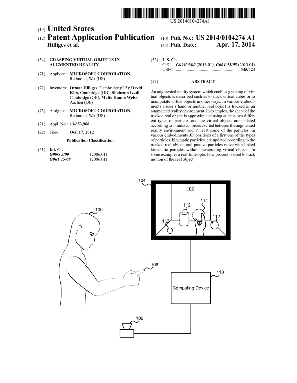 GRASPING VIRTUAL OBJECTS IN AUGMENTED REALITY - diagram, schematic, and image 01