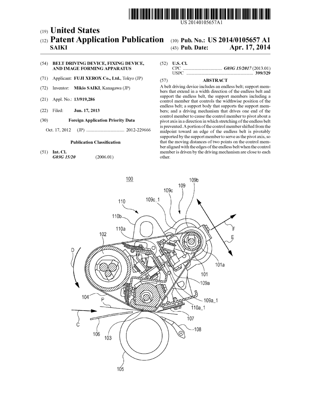 BELT DRIVING DEVICE, FIXING DEVICE, AND IMAGE FORMING APPARATUS - diagram, schematic, and image 01