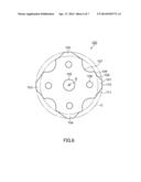 FLUID TRANSPORTING DEVICE OF THE PERISTALTIC TYPE WITH A PUSH PIN AND PUSH     PLATE ARRANGEMENT diagram and image