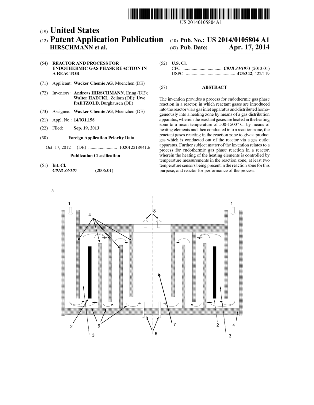 REACTOR AND PROCESS FOR ENDOTHERMIC GAS PHASE REACTION IN A REACTOR - diagram, schematic, and image 01