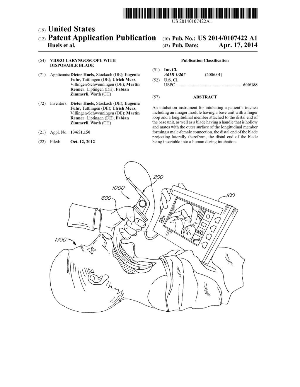 Video Laryngoscope With Disposable Blade - diagram, schematic, and image 01