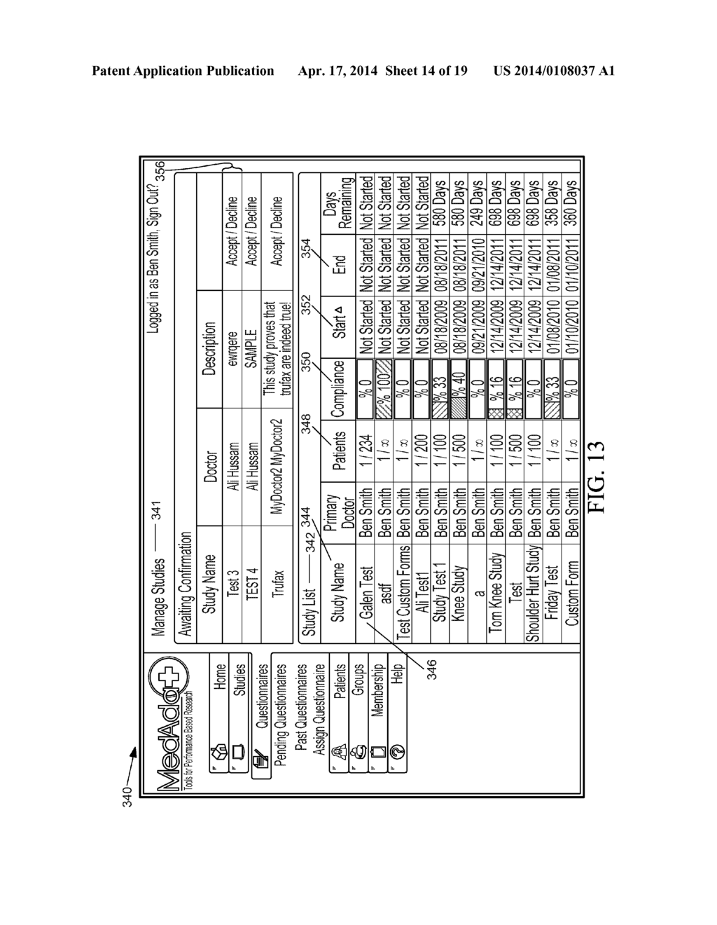 Generation and Data Management of a Medical Study Using Instruments in an     Integrated Media and Medical System - diagram, schematic, and image 15