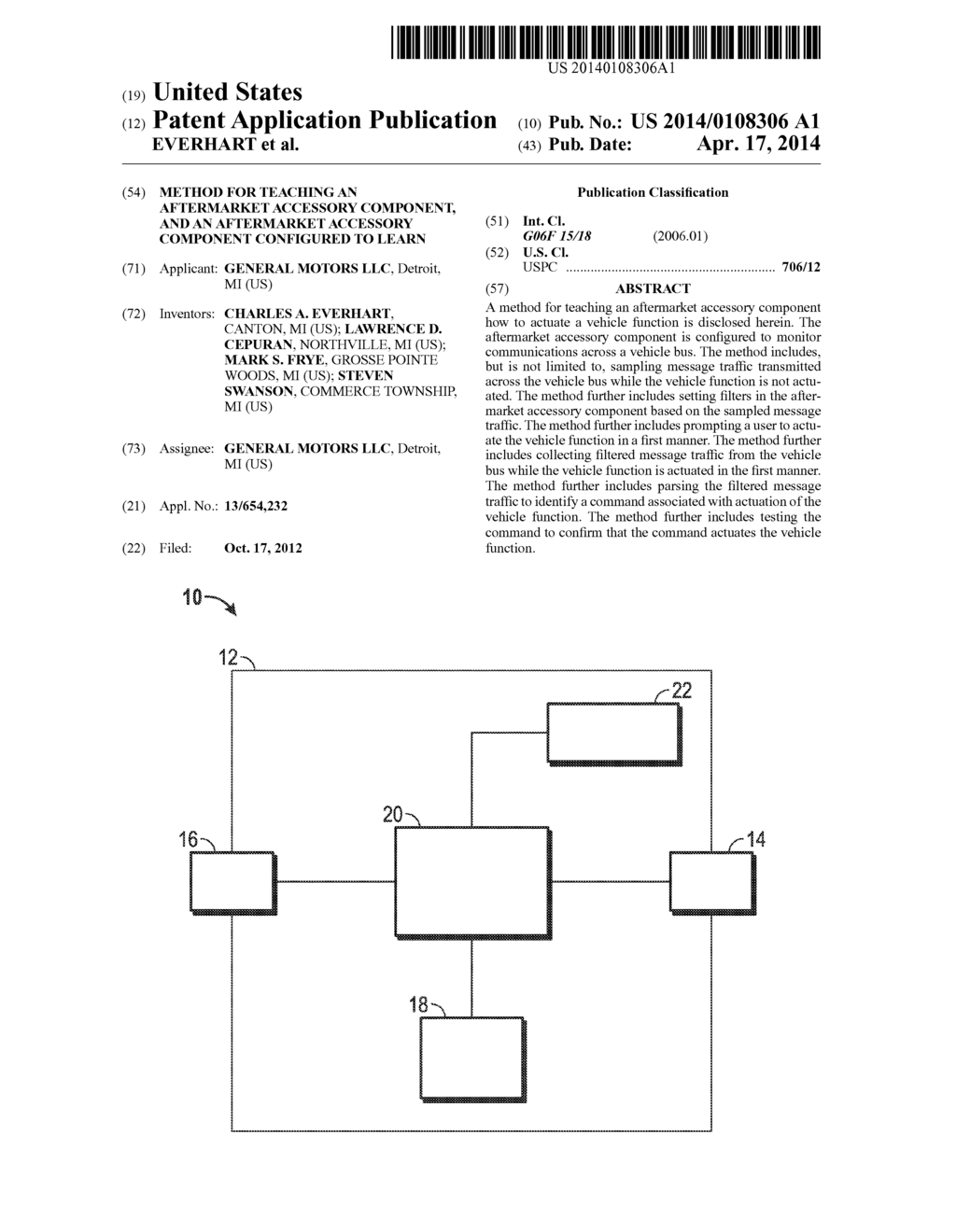 METHOD FOR TEACHING AN AFTERMARKET ACCESSORY COMPONENT, AND AN AFTERMARKET     ACCESSORY COMPONENT CONFIGURED TO LEARN - diagram, schematic, and image 01