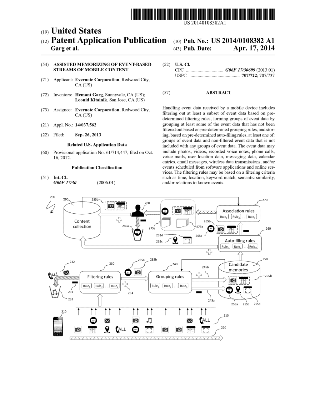 ASSISTED MEMORIZING OF EVENT-BASED STREAMS OF MOBILE CONTENT - diagram, schematic, and image 01