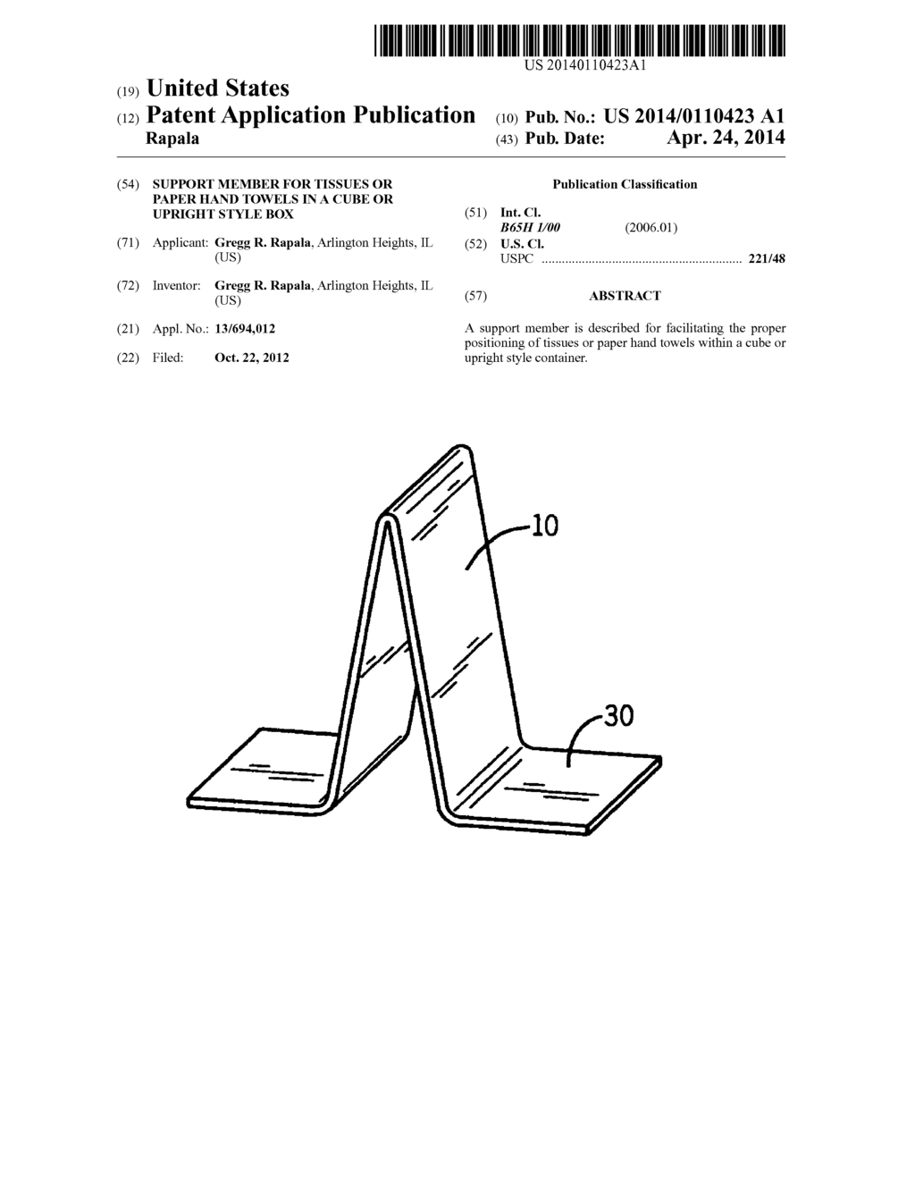 Support member for tissues or paper hand towels in a cube or upright style     box - diagram, schematic, and image 01