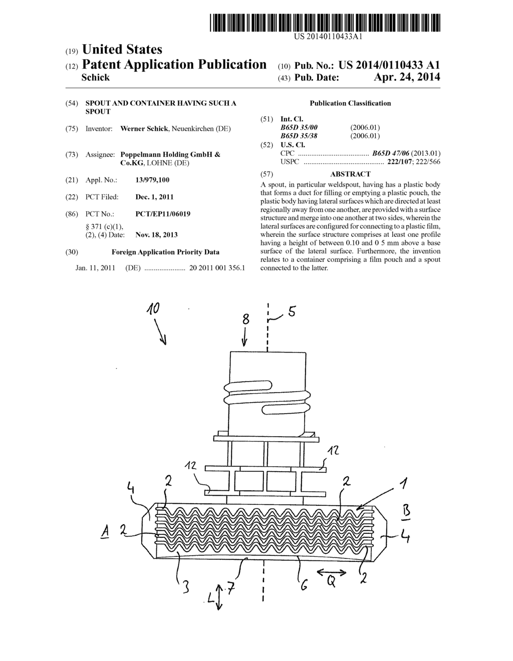 SPOUT AND CONTAINER HAVING SUCH A SPOUT - diagram, schematic, and image 01