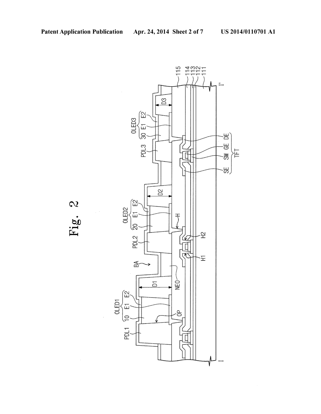 ORGANIC LIGHT EMITTING DISPLAY WITH LUMINESCENT LAYERS HAVING VARYING     THICKNESSES TO IMPROVE COLOR REPRODUCIBILITY - diagram, schematic, and image 03