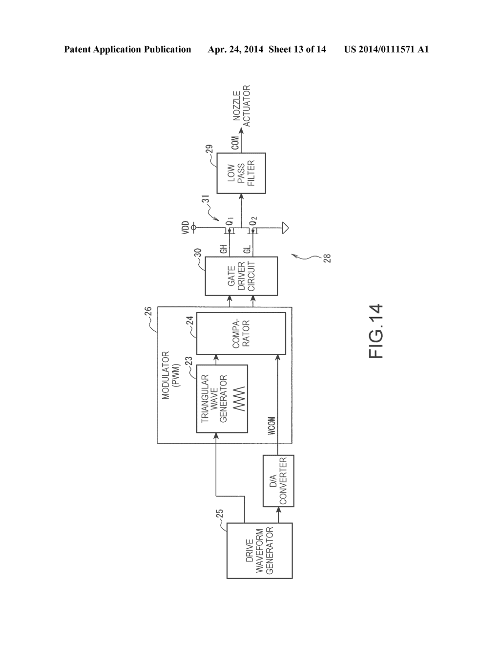 LIQUID JET APPARATUS PERFORMING PULSE MODULATION ON A DRIVE SIGNAL - diagram, schematic, and image 14