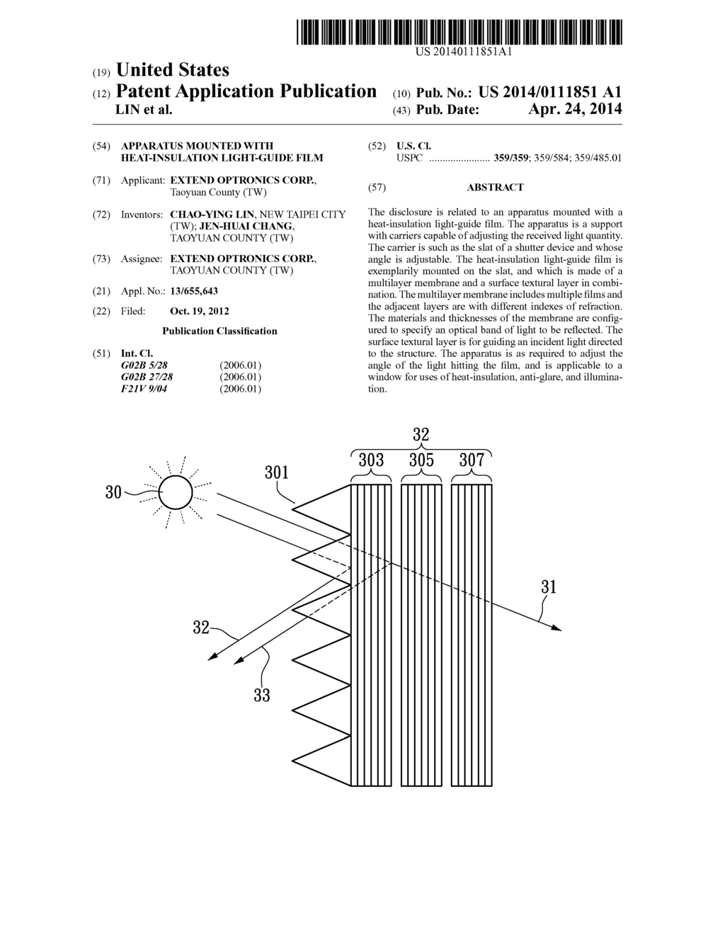 APPARATUS MOUNTED WITH HEAT-INSULATION LIGHT-GUIDE FILM - diagram, schematic, and image 01