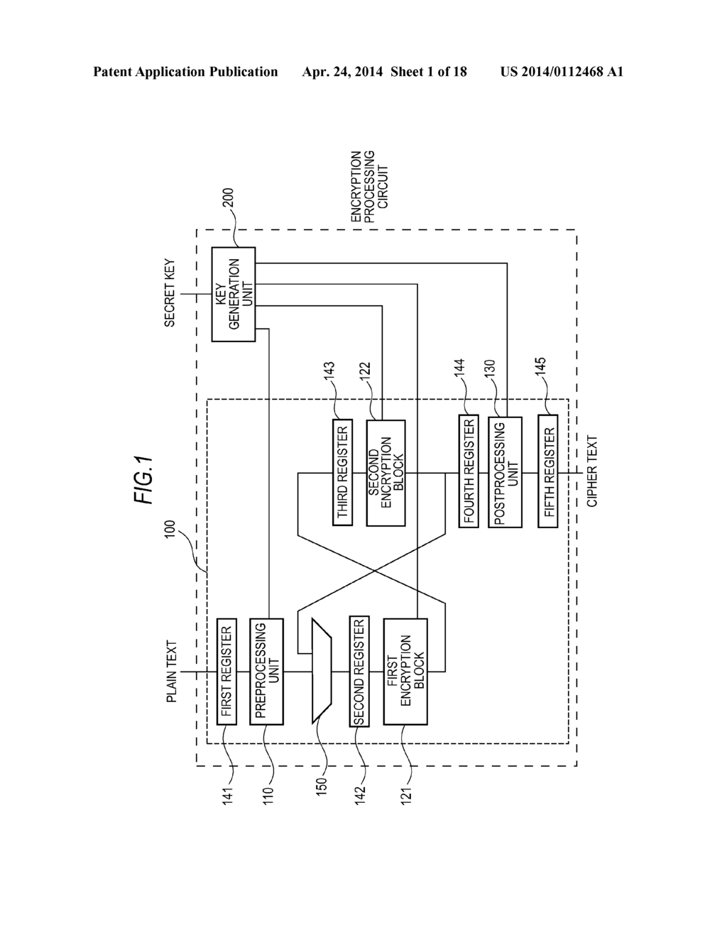 ENCRYPTION PROCESSING CIRCUIT AND DECRYPTION PROCESSING CIRCUIT, METHODS     THEREOF, AND PROGRAMS THEREOF - diagram, schematic, and image 02