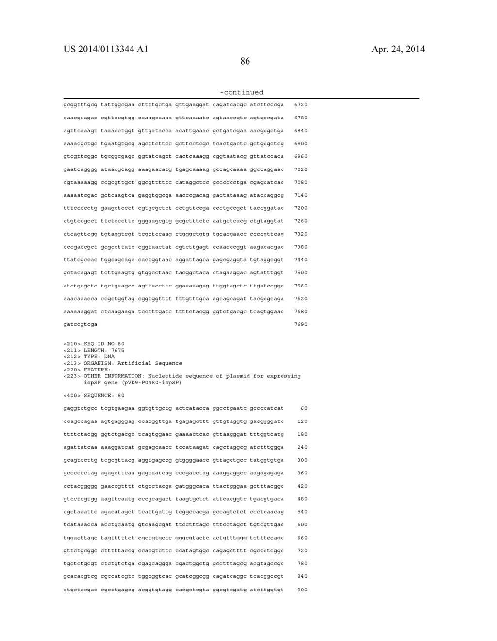 ISOPRENE SYNTHASE AND GENE ENCODING THE SAME, AND METHOD FOR PRODUCING     ISOPRENE MONOMER - diagram, schematic, and image 89