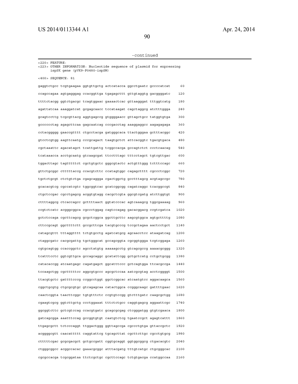 ISOPRENE SYNTHASE AND GENE ENCODING THE SAME, AND METHOD FOR PRODUCING     ISOPRENE MONOMER - diagram, schematic, and image 93