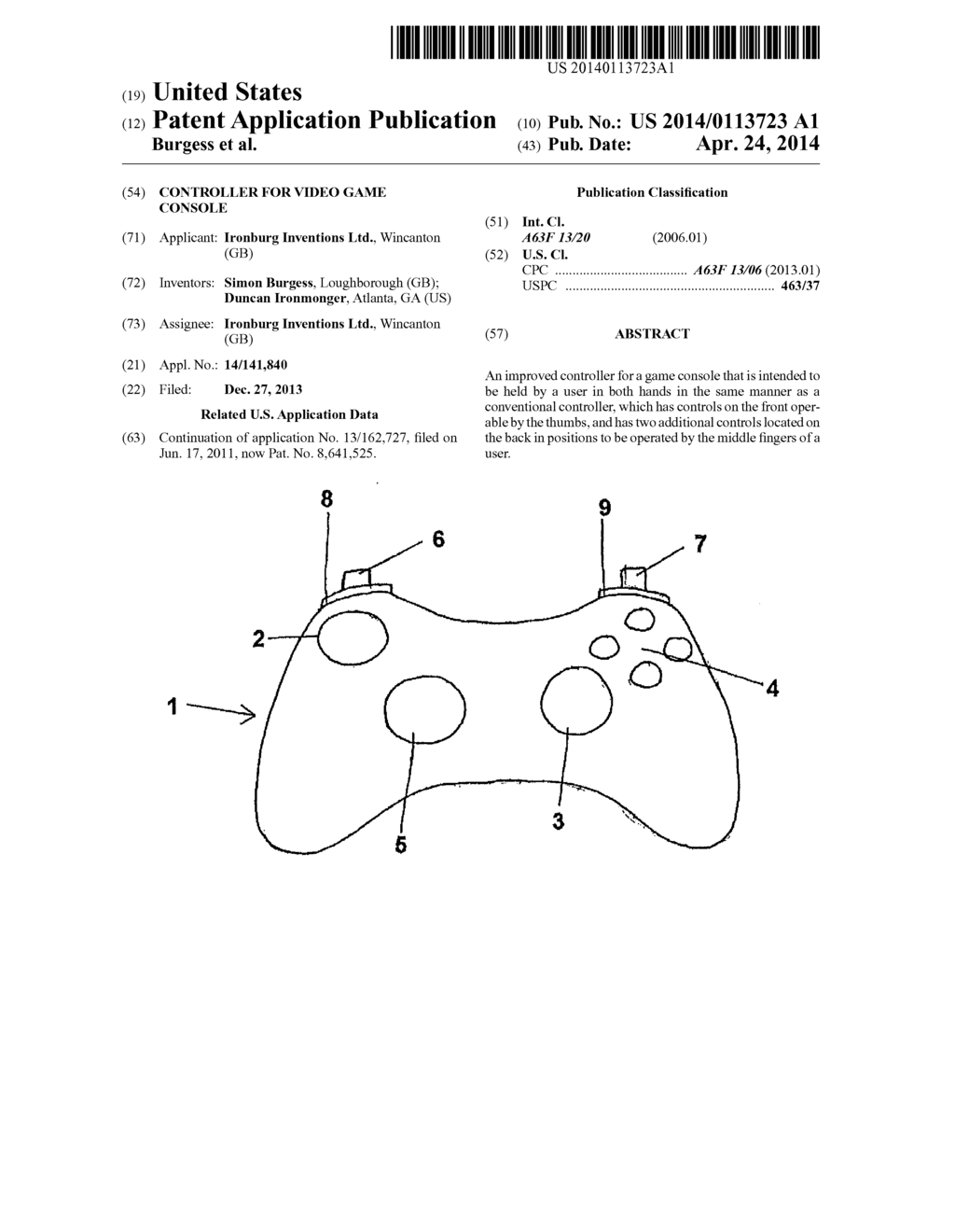 Controller for Video Game Console - diagram, schematic, and image 01